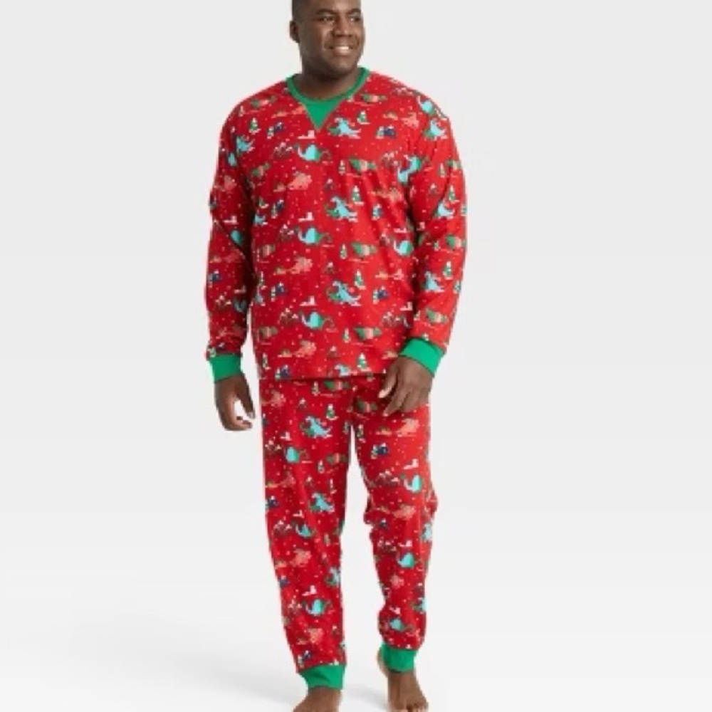 Wondershop Men’s Dinosaur Print Red Pajamas L NWT